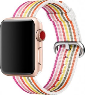 Ремінець HiC for Apple Watch 38mm - Woven Nylon White/Pink