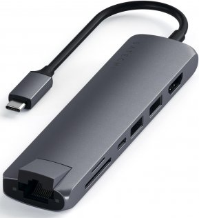 USB-хаб Satechi USB Slim Multi-Port Adapter with Ethernet Space Gray (ST-UCSMA3M)