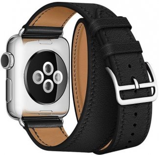 Ремінець HiC for Apple Watch 42/44mm - Hermes Leather Loop Band Black