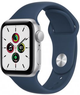 Смарт годинник Apple Watch Series SE GPS 40mm Silver Aluminium Case with Abyss Blue Sport Band (MKNY3)