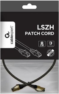 Патч-корд Cablexpert S/FTP Cat.8 50u 0.25m Black (PP8-LSZHCU-BK-0.25M)
