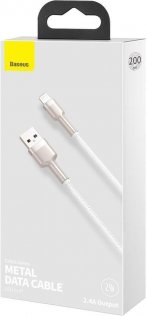 Кабель Baseus ICafule Series Metal Cable USB For iP AM / Lightning 2m White (CALJK-B02)