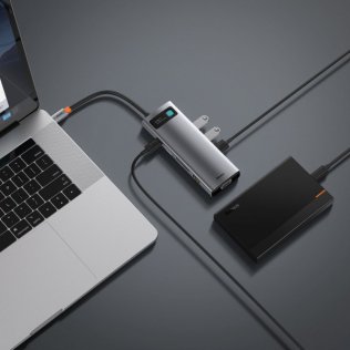 USB-хаб Baseus Metal Gleam Series 9in1 Gray (CAHUB-CU0G)
