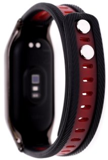 Ремінець Climber for Xiaomi Mi Band 7 - Metal Case plus two-color TPU Black red