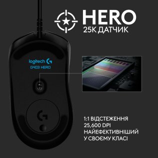 Миша Logitech G403 Hero Black (910-005632)