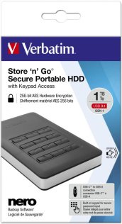 Зовнішній HDD Verbatim Store n Go Secure Portable with Keypad Access 1TB (53401)