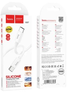 Кабель Hoco X87 Magic silicone 60W Type-C / Type-C 1m White (6931474783264)