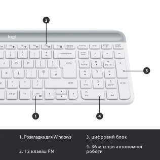 Комплект клавіатура+миша Logitech MK470 Slim Combo Off-White (920-009205)