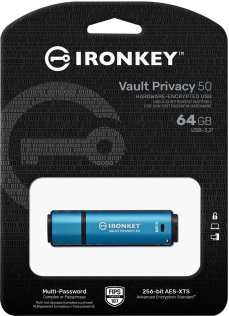 Флешка USB Kingston IronKey Vault Privacy 50 64GB Blue (IKVP50/64GB)