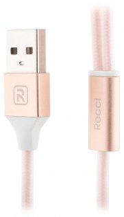 Кабель USB Recci RCD-H120 Delicate AM / microB+Lightning 1.2м рожевий