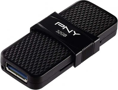 Флешка USB PNY Duo-Link For Android 32GB P-FD32GOTGSLMB-GE Black