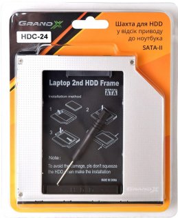 Кишеня-адаптер для ноутбука Grand-X з ODD на HDD 2.5 (HDC-24N)
