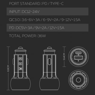 Зарядний пристрій ColorWay 2xUSB Quick Charge 3.0/PD 36W Black (CW-CHA012PD-BK)