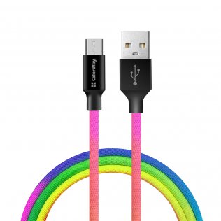 Кабель ColorWay AM / Micro USB 1m Multicolor (CW-CBUM017-MC)