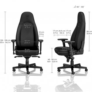 Крісло ігрове Noblechairs Icon Black Edition PU шкіра, Al основа, Black