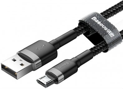 Кабель Baseus Cafule 2.4A AM / Micro USB 1m Grey/Black (CAMKLF-BG1)