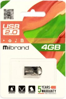 Флешка USB Mibrand Hawk 4GB Black (MI2.0/HA4M1B)