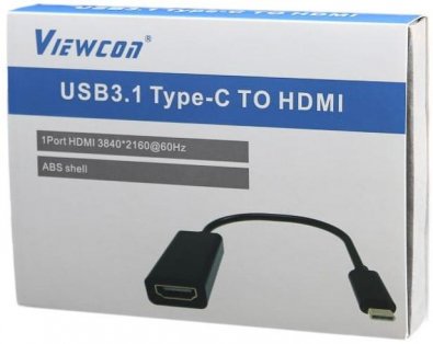 Перехідник Viewcon Type-C / HDMI Black (TE385)
