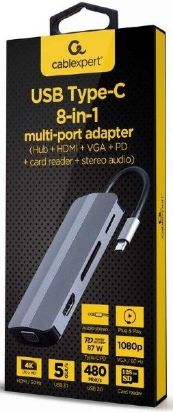 USB-хаб Cablexpert 8in1 A-CM-COMBO8-02
