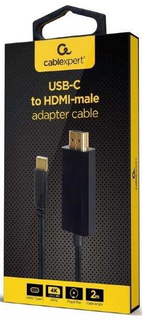 Кабель Cablexpert 4K 30Hz Type-C / HDMI 2m Black (A-CM-HDMIM-01)