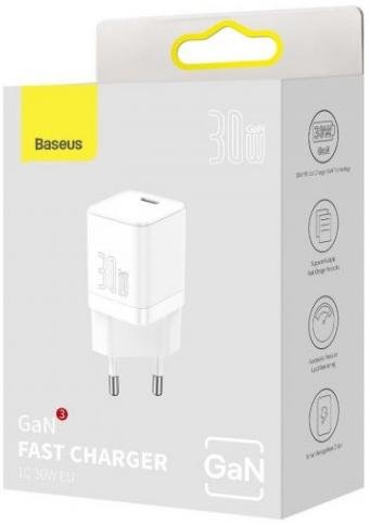 Зарядний пристрій Baseus GaN3 Fast Charger 30W White (CCGN010102)