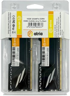 Оперативна пам’ять Atria Fly Black DDR4 2x8GB (UAT43200CL18BK2/16)