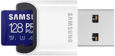 FLASH пам'ять Samsung Pro Plus U3 V30 A2 Micro SDXC 128GB Blue with USB adapter (MB-MD128KB/WW)