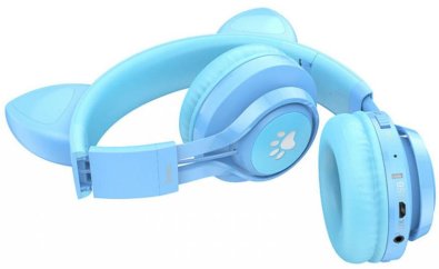 Гарнітура Hoco W39 Cat Ear Blue for kids (6931474779250)