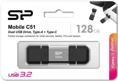 Флешка USB Silicon Power Mobile C51 128GB Silver (SP128GBUC3C51V1S)