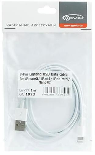 Кабель USB Gemix USB / Lightning 1 м білий