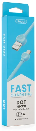 Фото: Кабель USB Recci RCM-D100 Dot AM / Micro USB 1 м синій № 5 | KTC