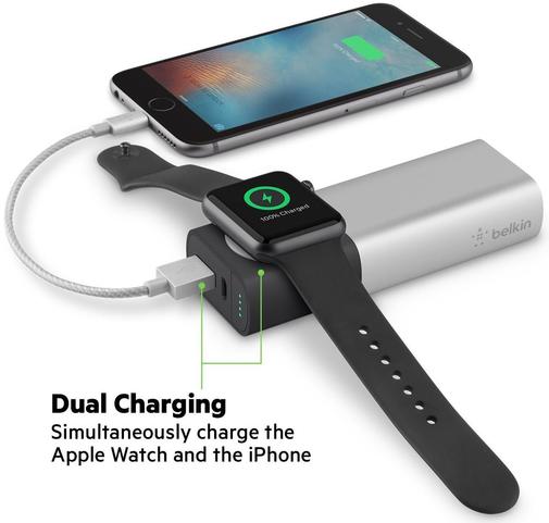 Батарея універсальна Belkin for Apple Watch and iPhone 6700mAh Black-Silver (F8J201btSLV)