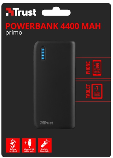 Батарея універсальна Trust Primo Power Bank 4400mAh matte black (22135)