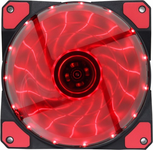Кулер для корпусу Gamemax GMX-AF12R, 120x120x25mm, 1100 об/хв, 23.4дБ, 3pin + Molex, Red LED