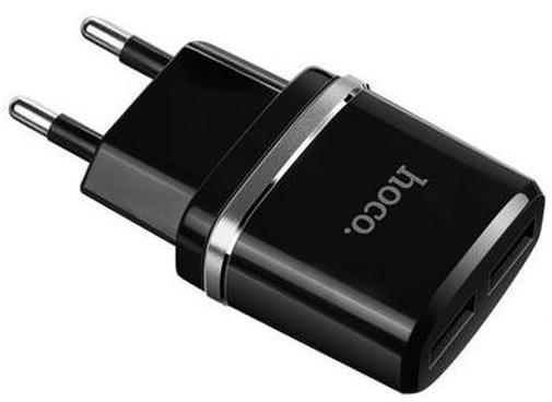Зарядний пристрій Hoco C12 2xUSB with Cable MicroUSB Black (C12 Black + cable)