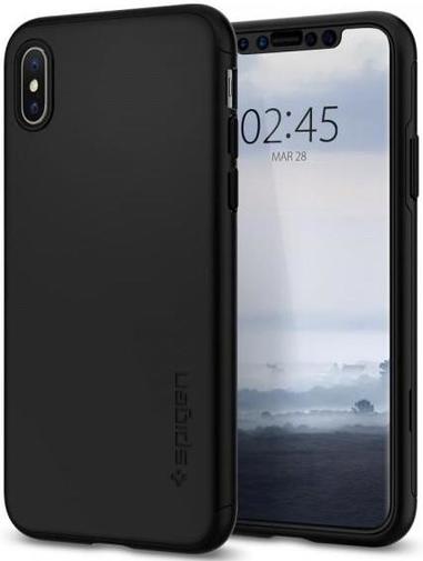 Чохол-накладка Spigen для Apple iPhone Xs - Thin Fit 360 Black + захисне скло