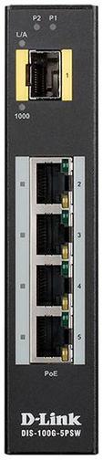 Switch, 5 ports, D-Link DIS-100G-5PSW 4xLAN(10/100/1000), 1xSFP, PoE, некерований