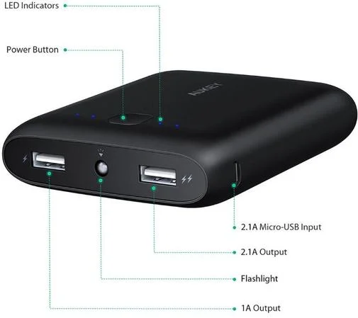 Фото: Батарея універсальна AUKEY PB-N42 Power Bank 10000mAh 2xUSB Black (LLTS104369) № 6 | KTC