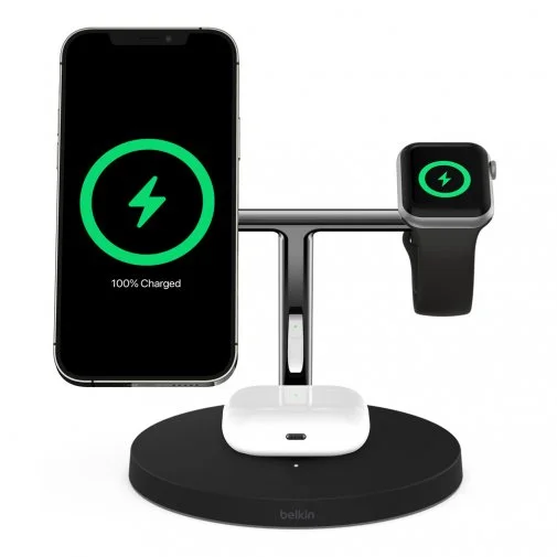 Фото: Бездротова зарядна станція Belkin 3in1 MagSafe iPhone 12 Wireless Charger Black (WIZ009vfBK) № 8 | KTC