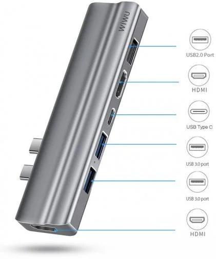 Фото: USB-хаб WIWU T9 8in1 Gray (6957815514984) № 8 | KTC
