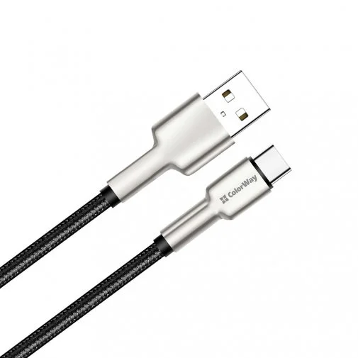 Фото: Кабель ColorWay Head Metal 2.4A AM / Type-C 1m Black (CW-CBUC046-BK) № 6 | KTC