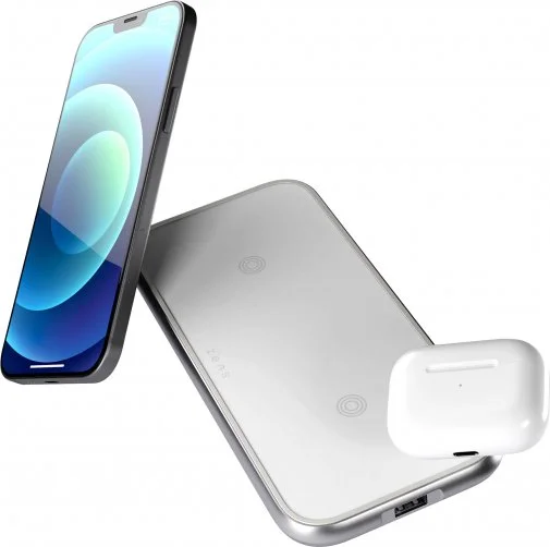 Фото: Бездротова зарядна станція Zens Dual Aluminium Wireless Charger with USB White (ZEDC10W/00) № 8 | KTC