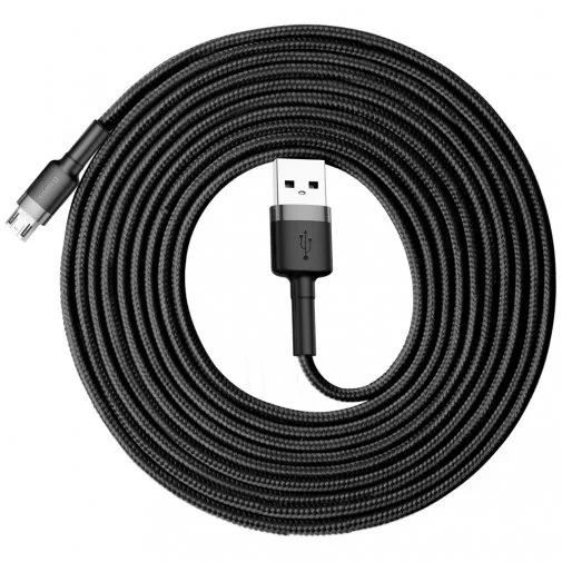 Фото: Кабель Baseus Cafule 2A AM / Micro USB 3m Grey/Black (CAMKLF-HG1) № 12 | KTC