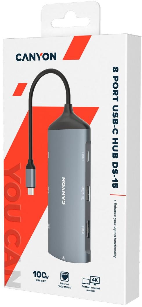 USB-хаб Canyon 8in1 DS-15 Dark Gray (CNS-TDS15)
