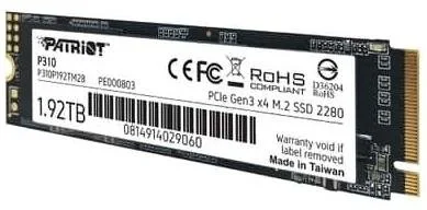 Фото: SSD-накопичувач Patriot P310 2280 PCIe 3.0 x4 NVMe 1.92GB (P310P192TM28) № 6 | KTC