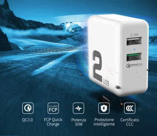 Фото: Зарядний пристрій Rock Space T13 Dual Port QC3.0 Travel 30W White (6971680470879) № 9 | KTC
