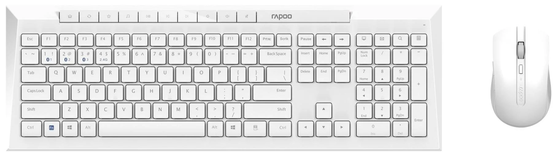 Фото: Комплект клавіатура+миша Rapoo 8210M Wireless White (8210М white) № 9 | KTC