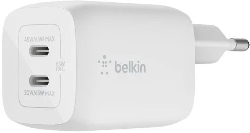 Фото: Зарядний пристрій Belkin Home Charger 65W GaN White with Type-C/Type-C (WCH013VF2MWH-B6) № 7 | KTC
