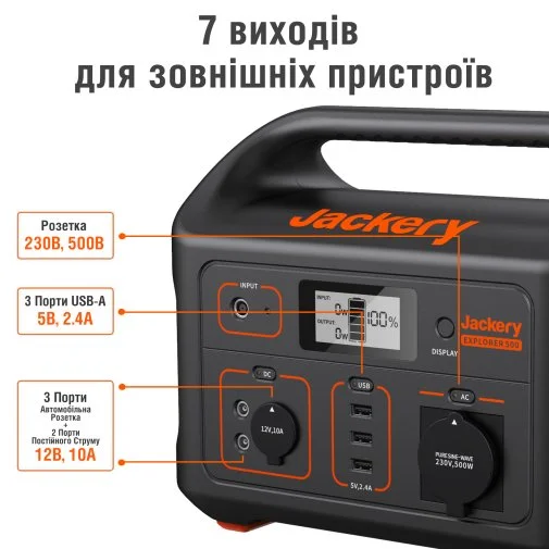 Фото: Зарядна станція Jackery Explorer 500 500W 518Wh № 8 | KTC
