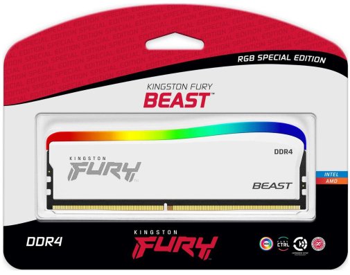 Оперативна пам’ять Kingston FURY (ex. HyperX) Beast RGB Limited Edition White DDR4 1x16GB (KF436C18BWA/16)